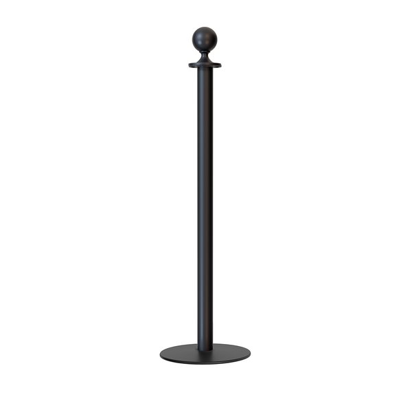 Montour Line Stanchion Post and Rope Flat Base Black Post Ball Top CX-BK-BA